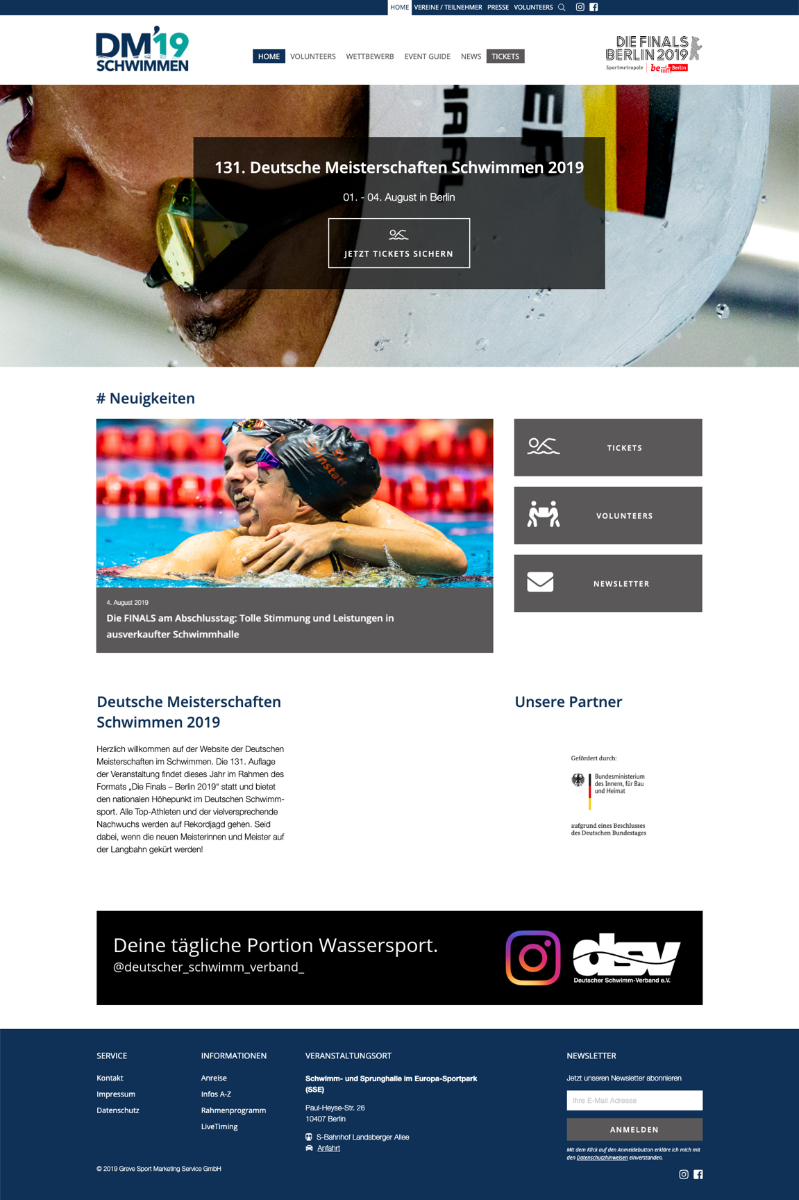 Webseite Desktop - Deutsche Meisterschaften Schwimmen